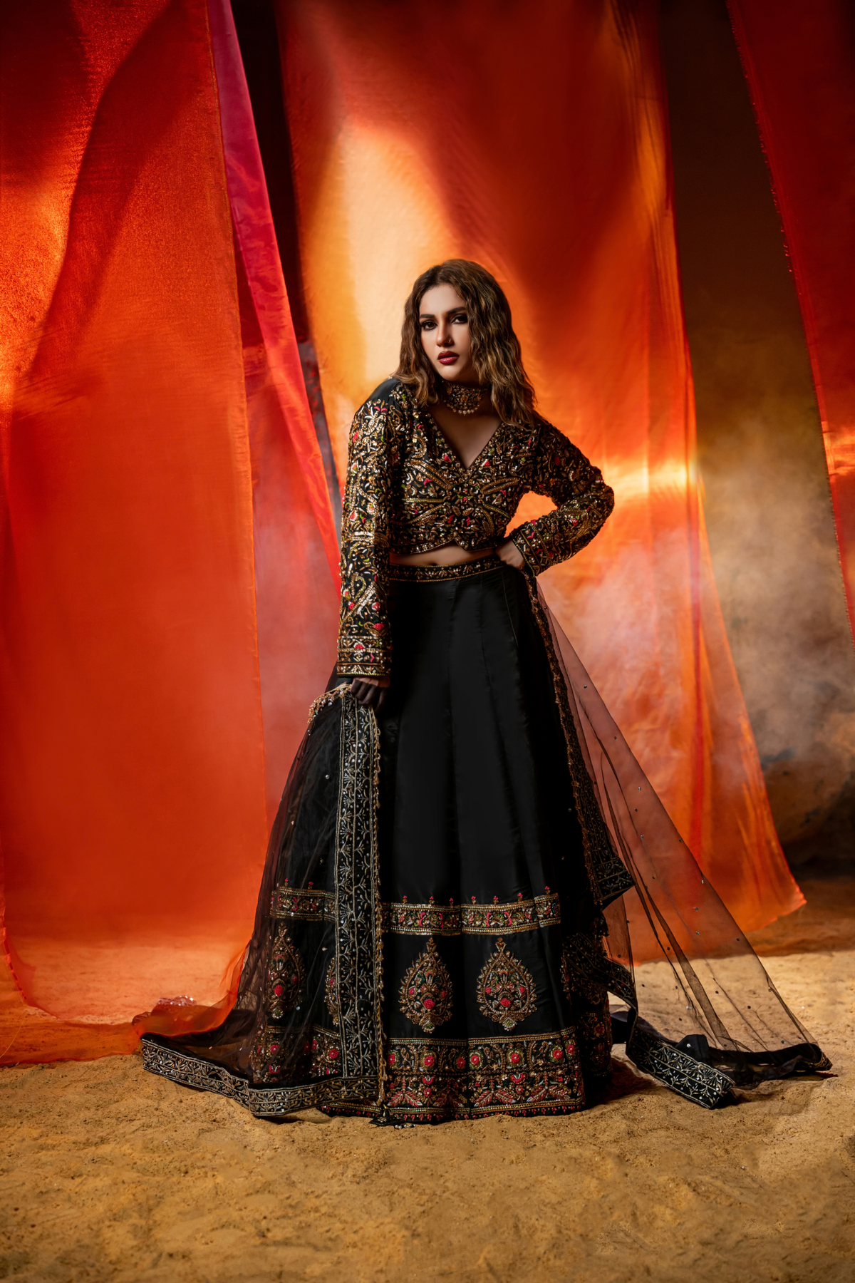 NOIRÉA — Black Majesty Couture Lehenga