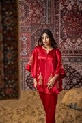Crimson Royale – Luxury Raw Silk Embroidered Co-Ord Set