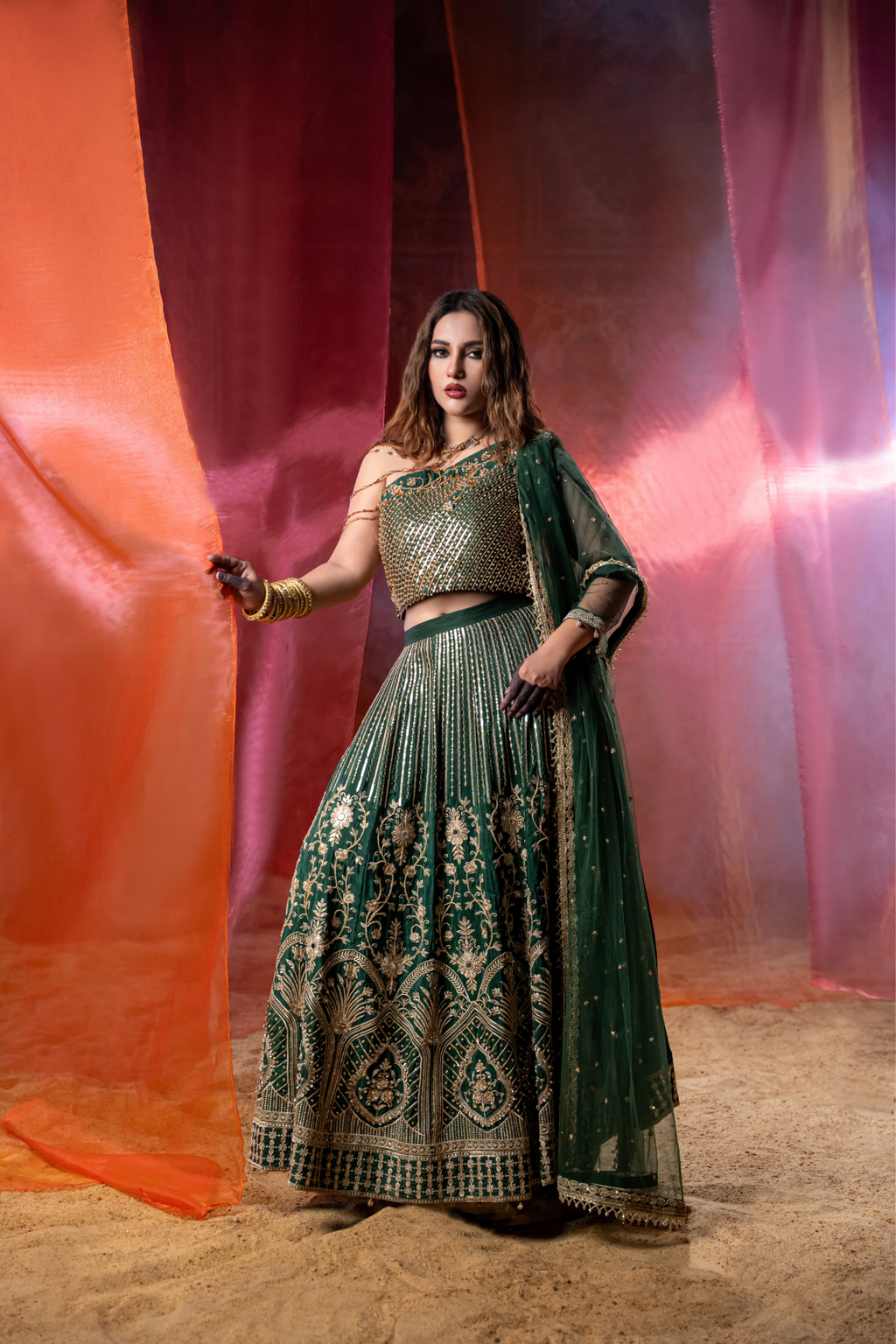 ZARIEL - Emerald dynasty Couture Lehenga