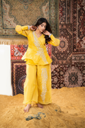 SUNLIT ROYALE – Luxury Embroidered Yellow Co-Ord Set