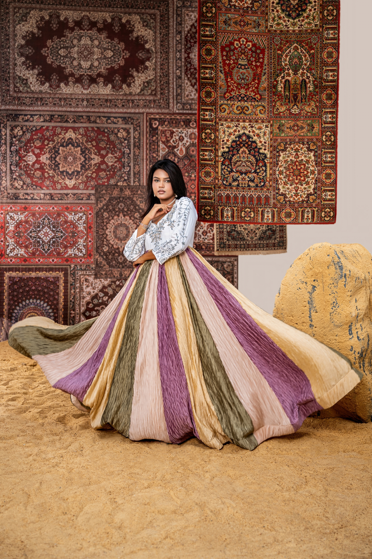 Lavender Symphony - Luxury Embroidered Multi-Tone Maxi