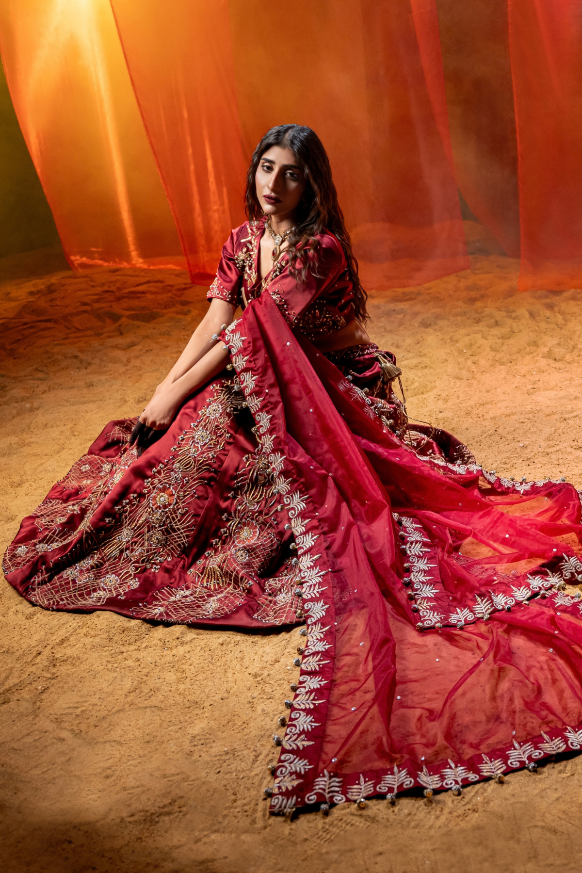 VELORA — Midnight Rose Couture Lehenga