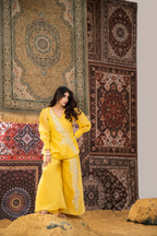SUNLIT ROYALE – Luxury Embroidered Yellow Co-Ord Set
