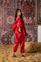 Crimson Royale – Luxury Raw Silk Embroidered Co-Ord Set