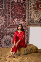 Crimson Royale – Luxury Raw Silk Embroidered Co-Ord Set