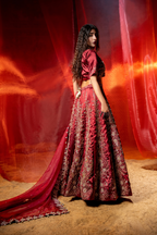 VELORA — Midnight Rose Couture Lehenga