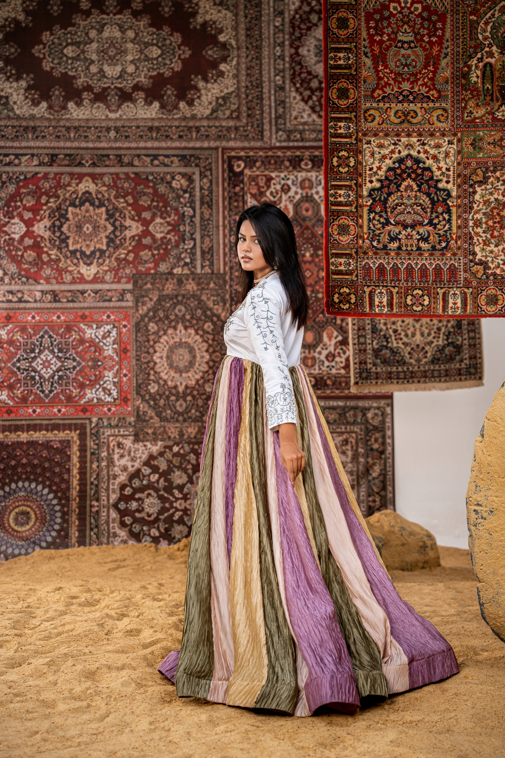 Lavender Symphony - Luxury Embroidered Multi-Tone Maxi