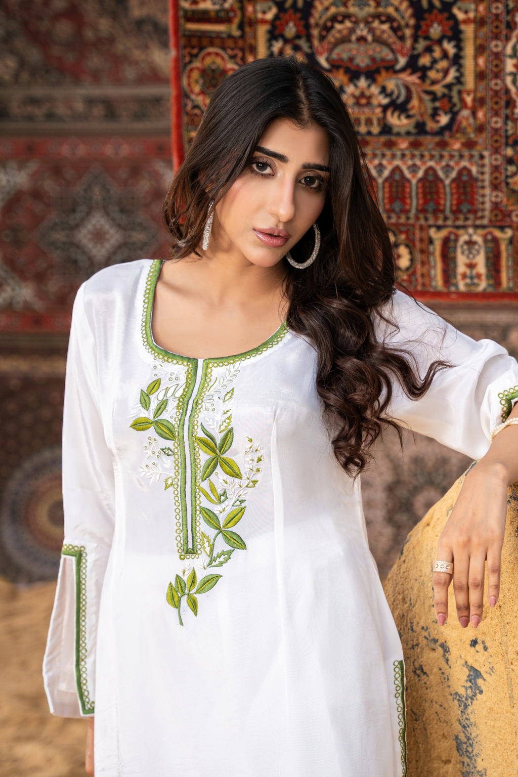 Verdant Essence – Luxury Raw Silk Embroidered Co-Ord Set