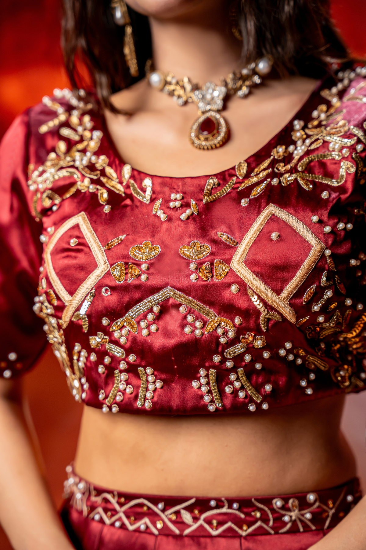 VELORA — Midnight Rose Couture Lehenga