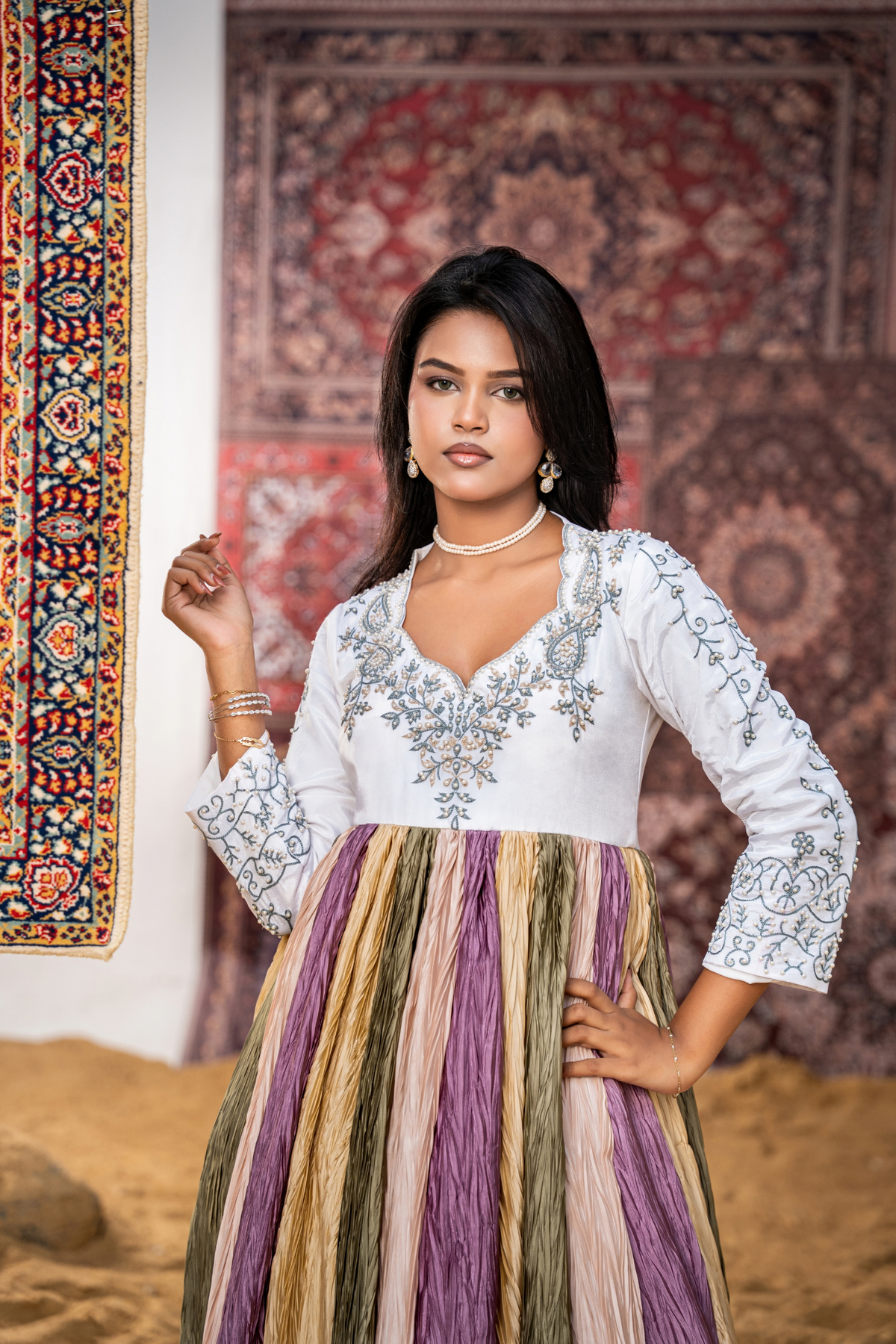 Lavender Symphony - Luxury Embroidered Multi-Tone Maxi
