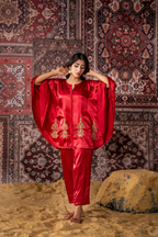 Crimson Royale – Luxury Raw Silk Embroidered Co-Ord Set