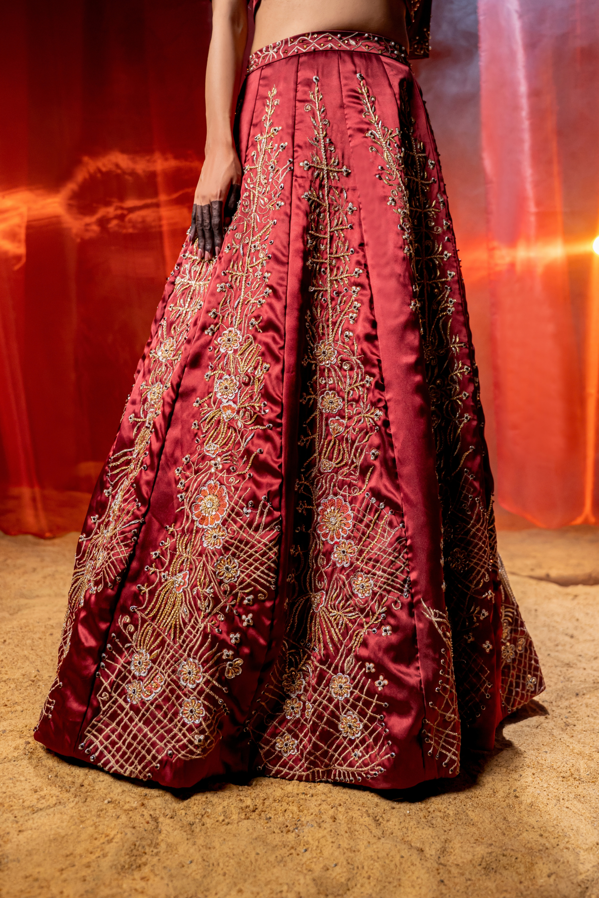 VELORA — Midnight Rose Couture Lehenga
