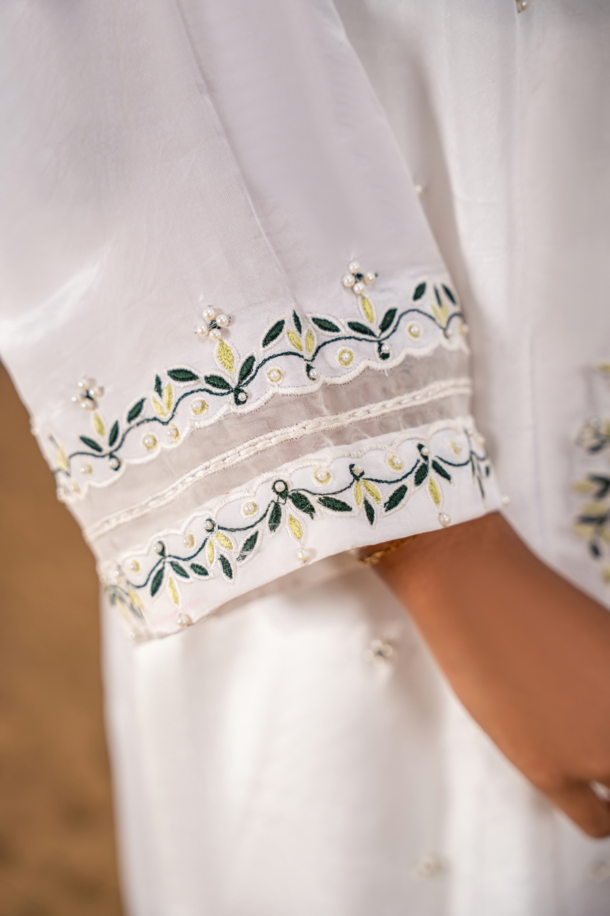 Meadow Pearl – Luxury Embroidered White Co-Ord Set