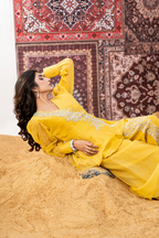 SUNLIT ROYALE – Luxury Embroidered Yellow Co-Ord Set