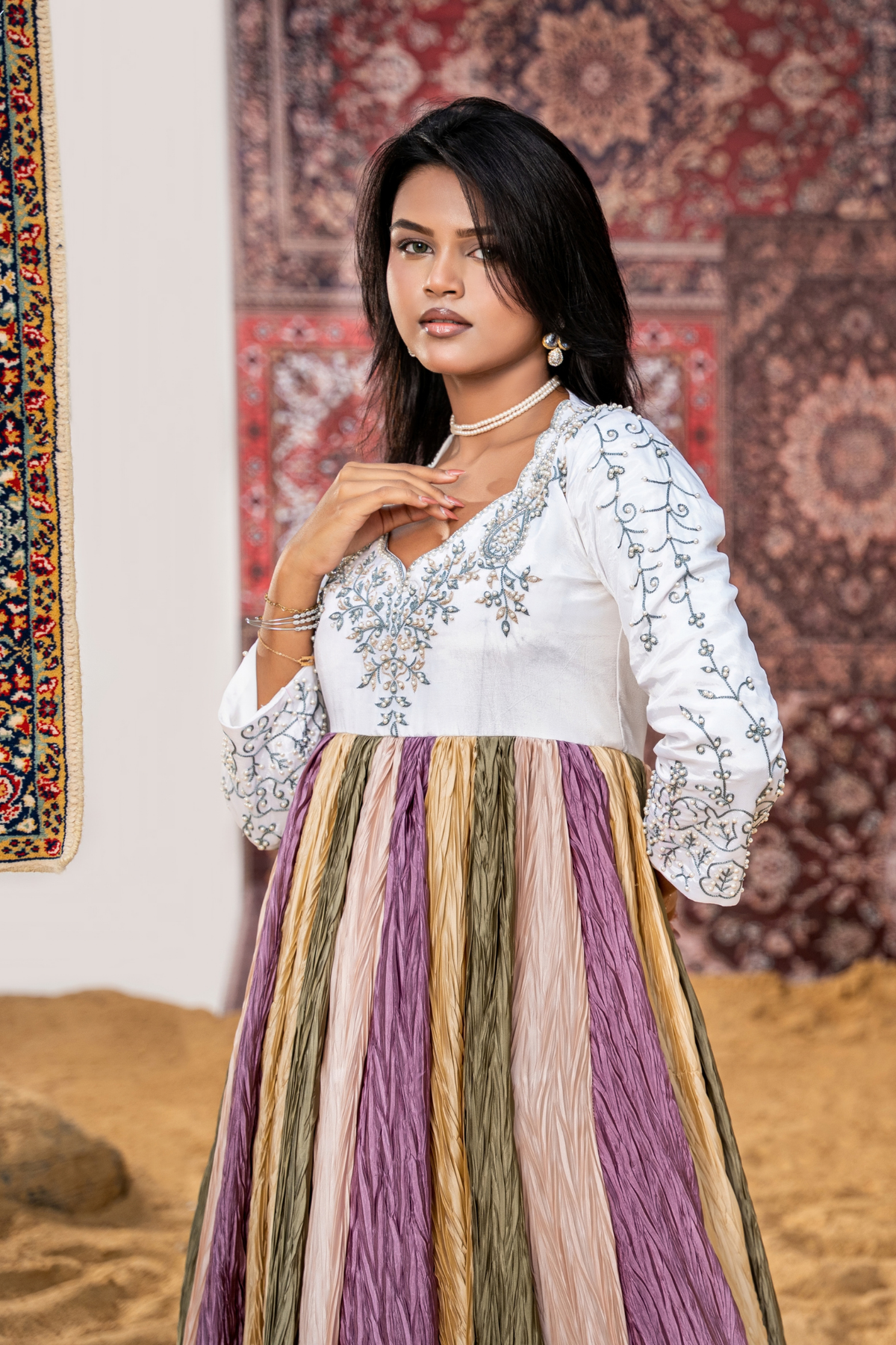 Lavender Symphony - Luxury Embroidered Multi-Tone Maxi