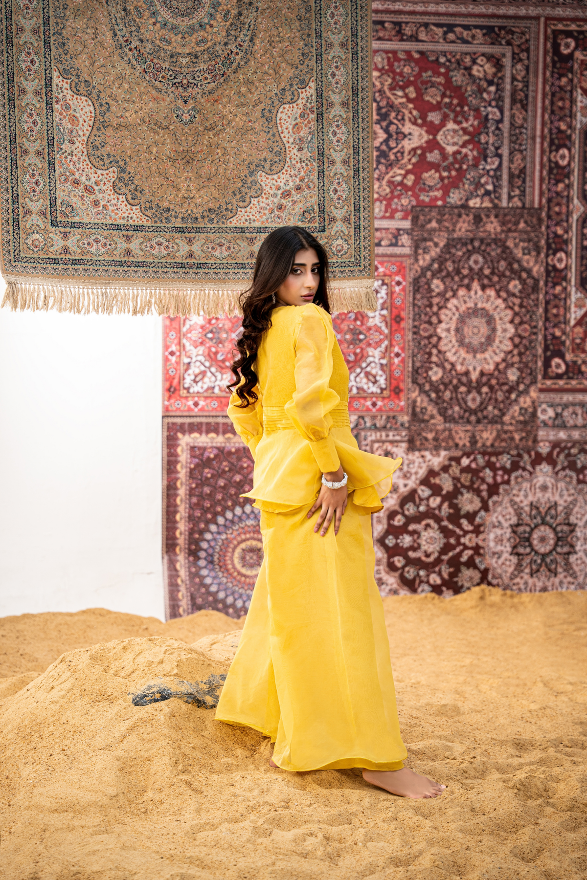 SUNLIT ROYALE – Luxury Embroidered Yellow Co-Ord Set