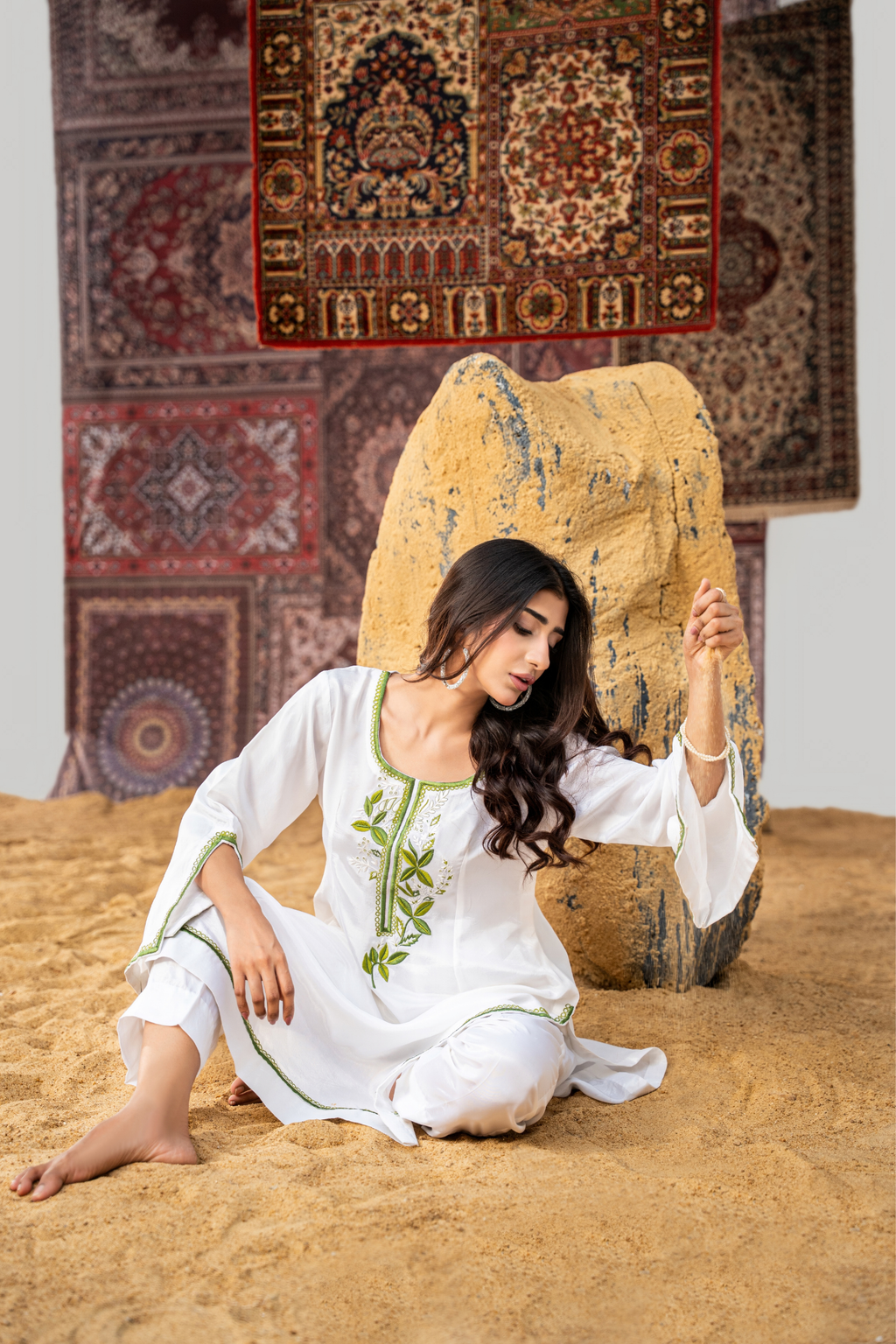 Verdant Essence – Luxury Raw Silk Embroidered Co-Ord Set