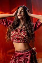 VELORA — Midnight Rose Couture Lehenga