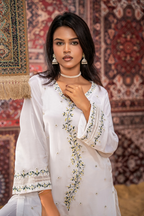 Meadow Pearl – Luxury Embroidered White Co-Ord Set