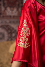Crimson Royale – Luxury Raw Silk Embroidered Co-Ord Set