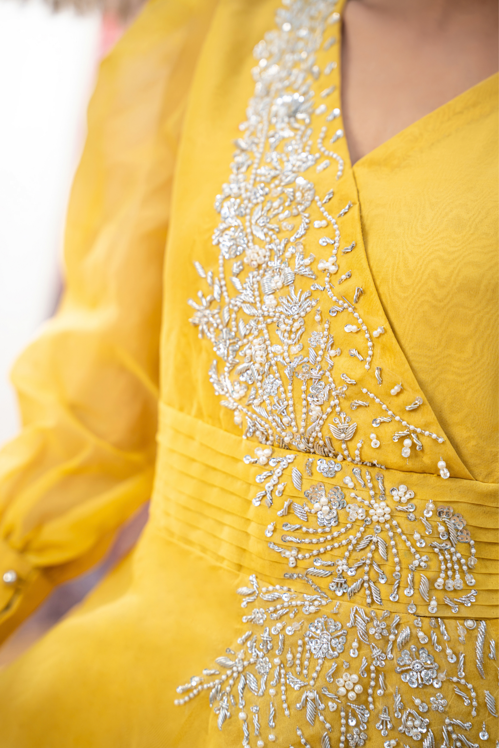 SUNLIT ROYALE – Luxury Embroidered Yellow Co-Ord Set