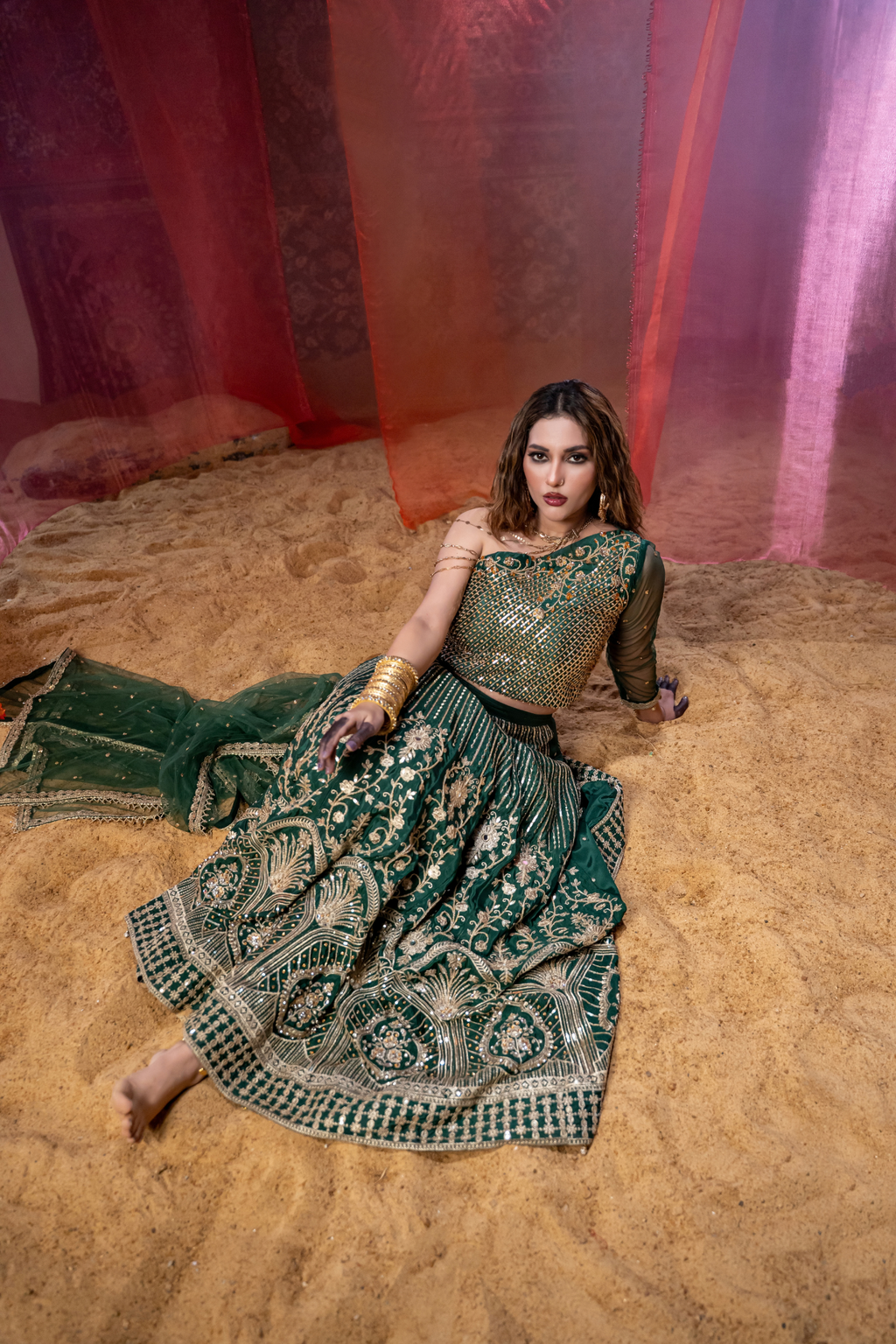 ZARIEL - Emerald dynasty Couture Lehenga