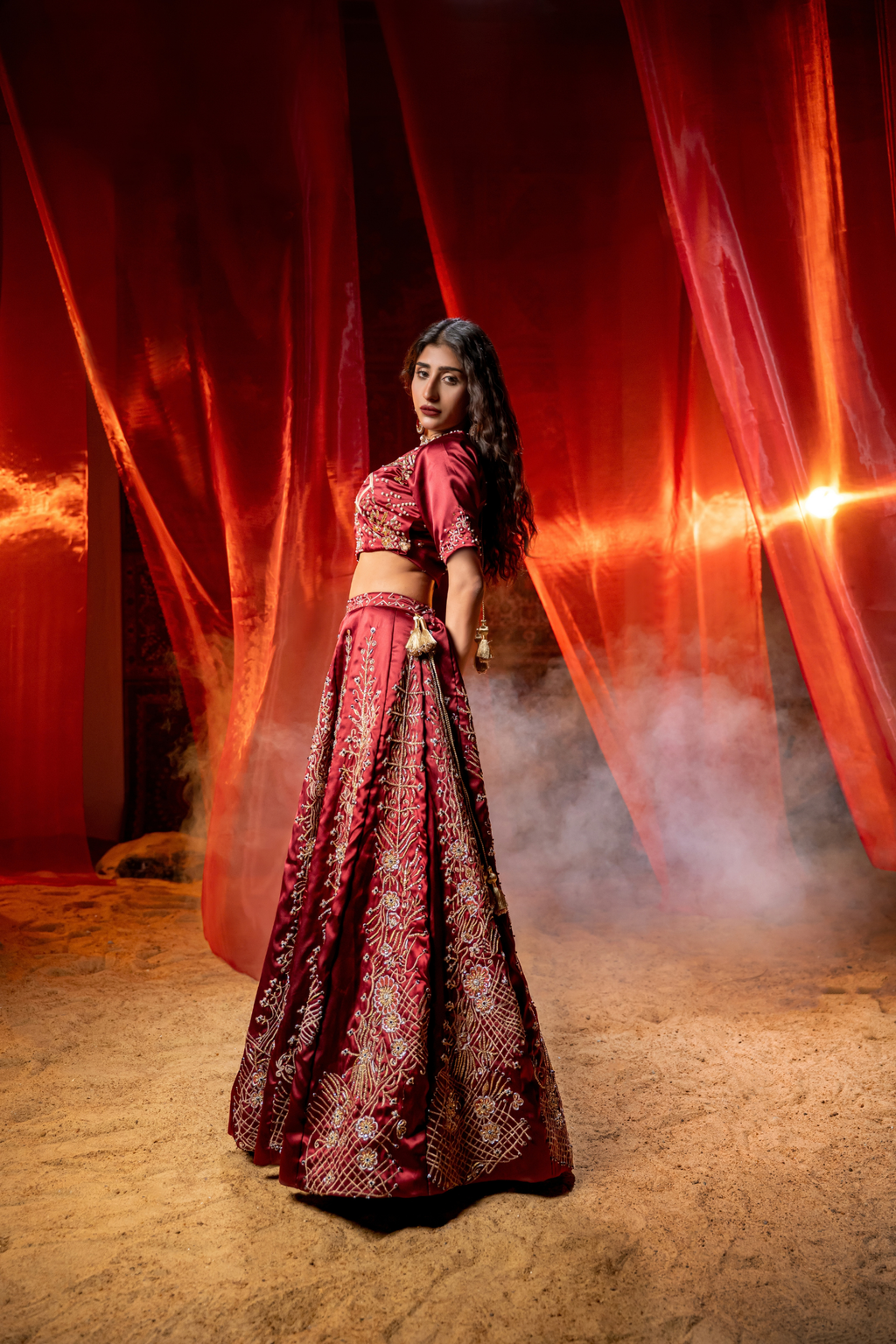 VELORA — Midnight Rose Couture Lehenga