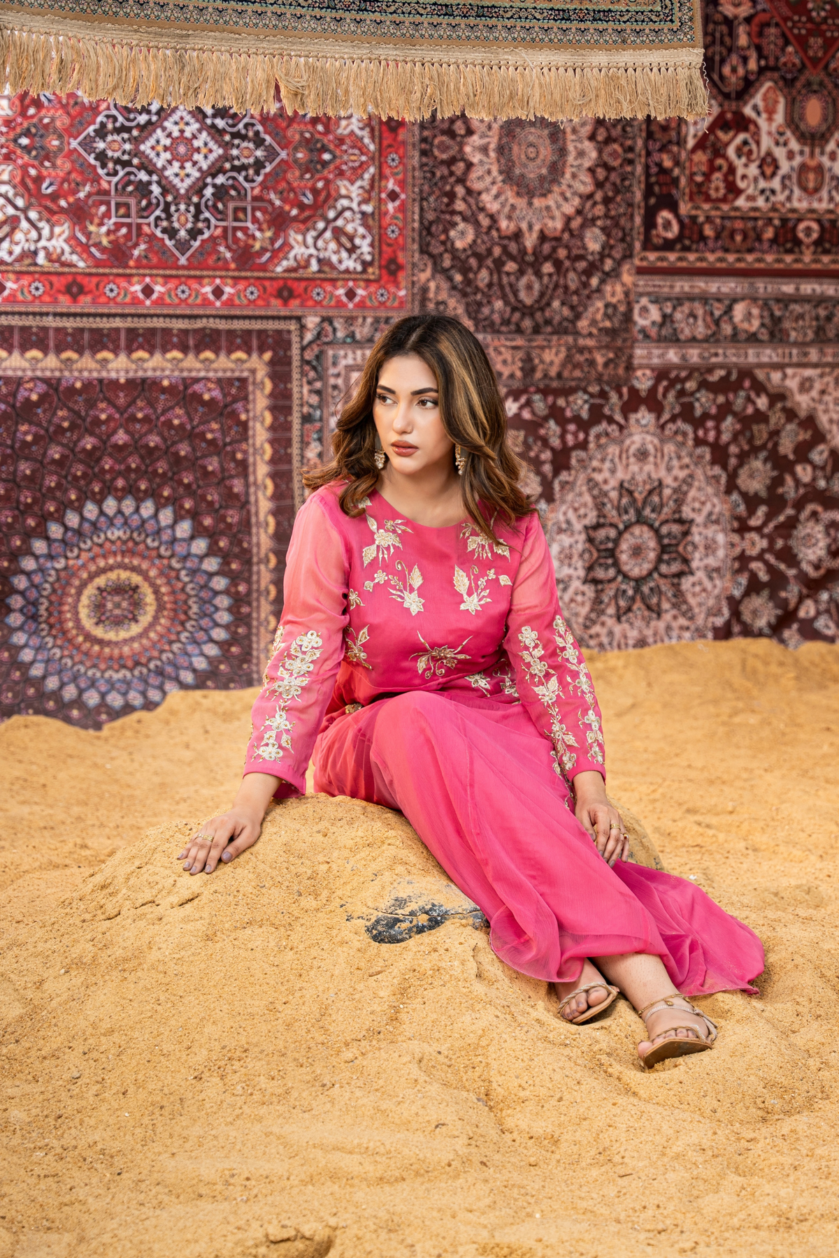 ROSÉ ÉLAN – Luxury Embroidered Pink Maxi