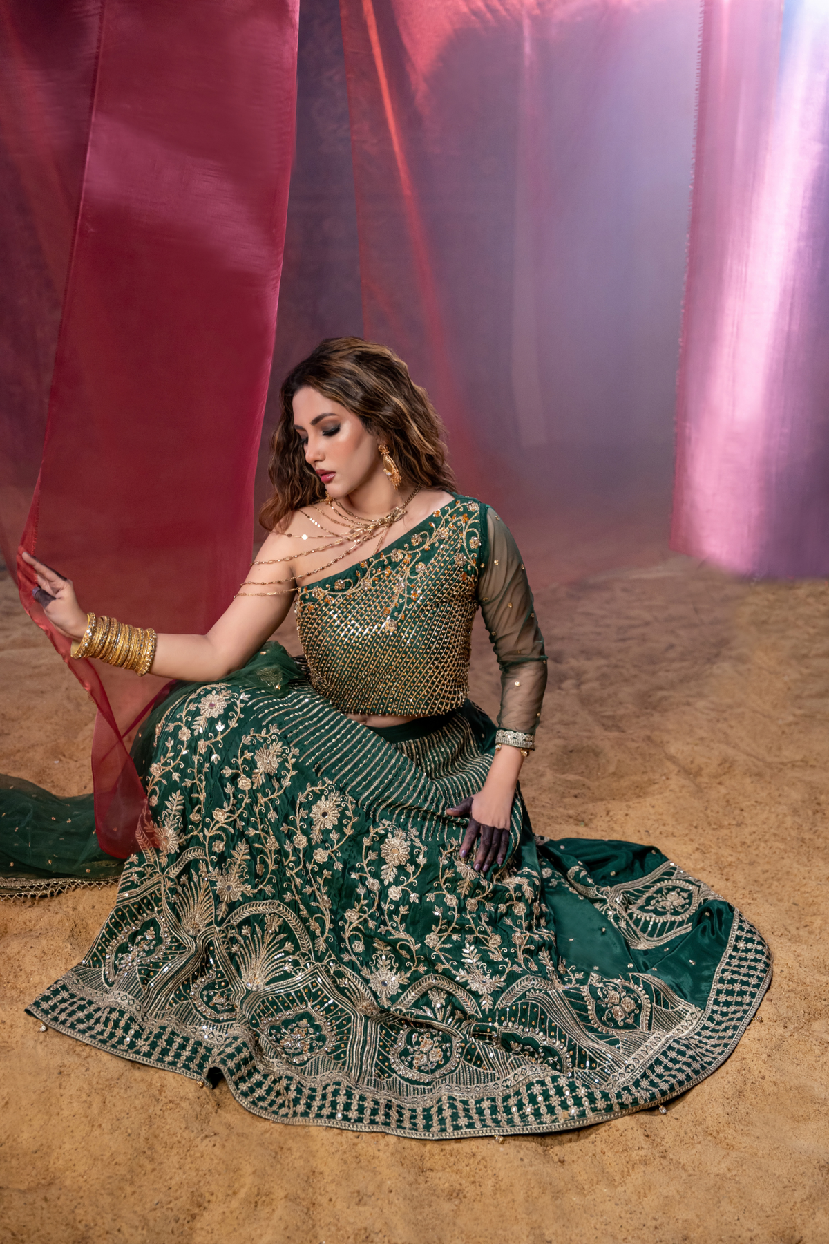 ZARIEL - Emerald dynasty Couture Lehenga