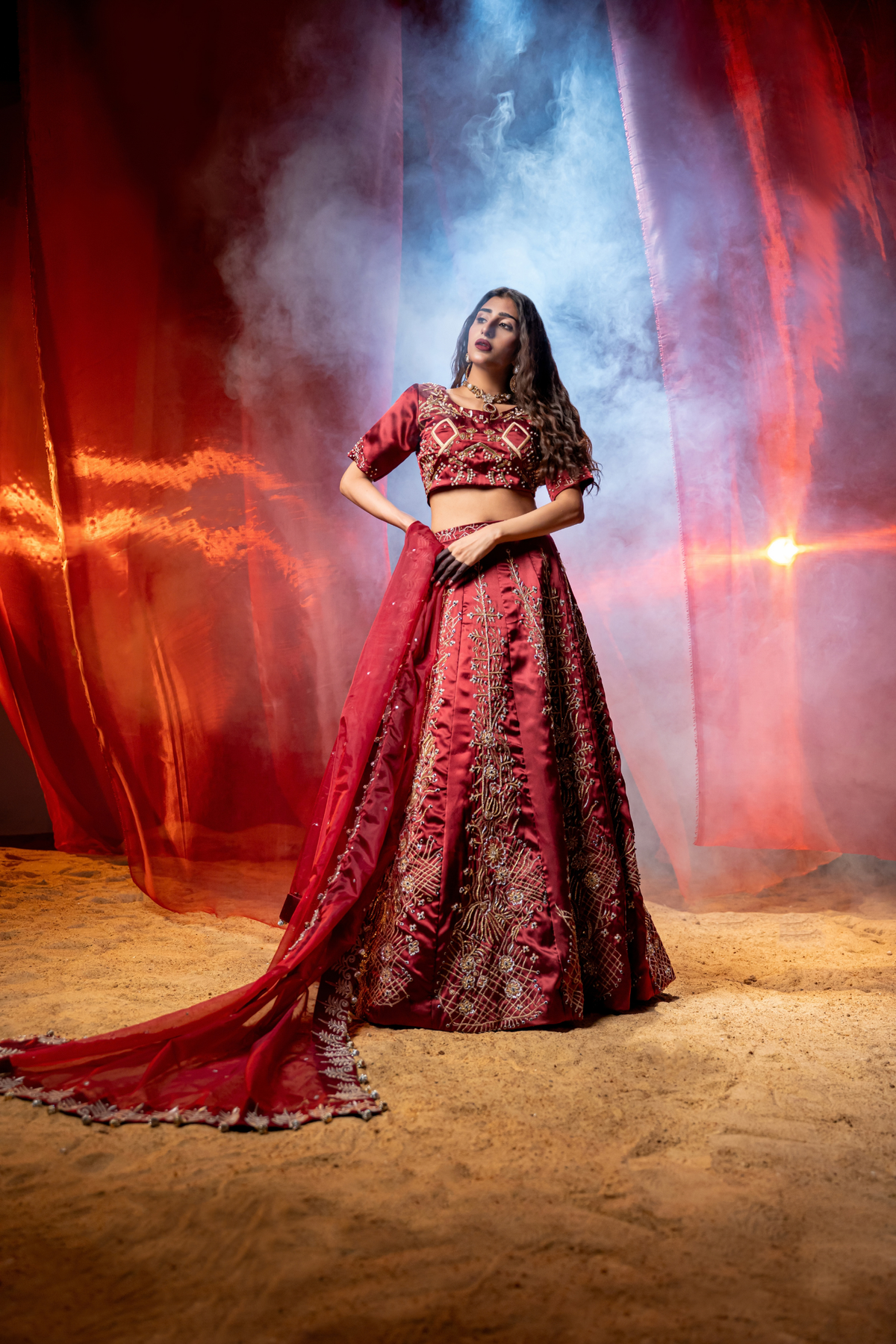 VELORA — Midnight Rose Couture Lehenga